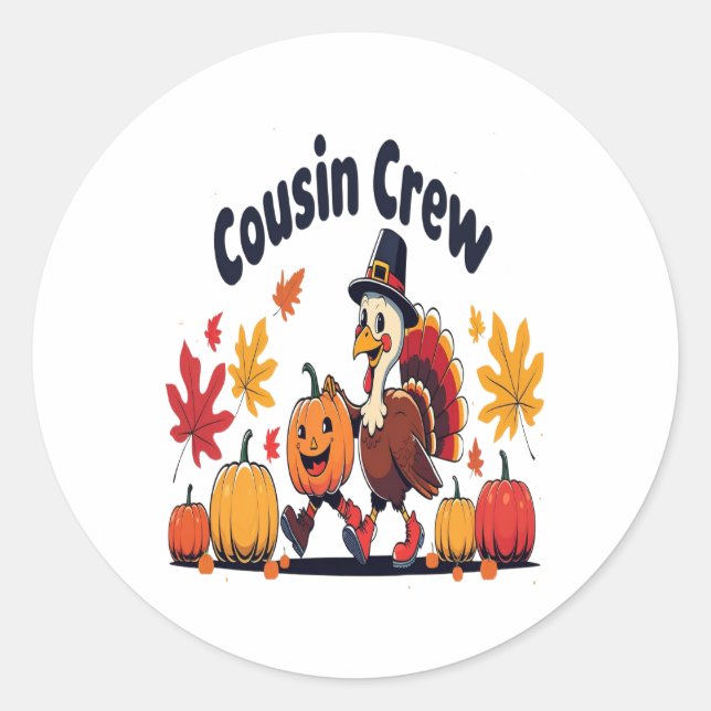 Adesivo Redondo Cousin Crew Pumpkin (Frente)
