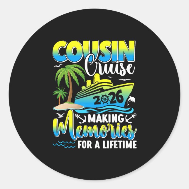 Adesivo Redondo Cousin Cruise 2026 Making Memories For A Lifetime  (Frente)