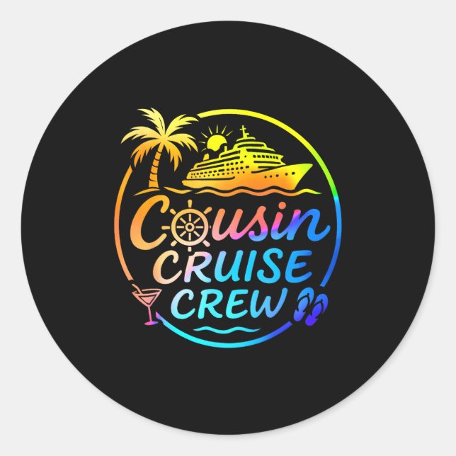 Adesivo Redondo Cousin Cruise Crew Trocal Summer Vacation Matching (Frente)