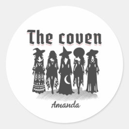 Adesivo Redondo coven bachelorette party witchy