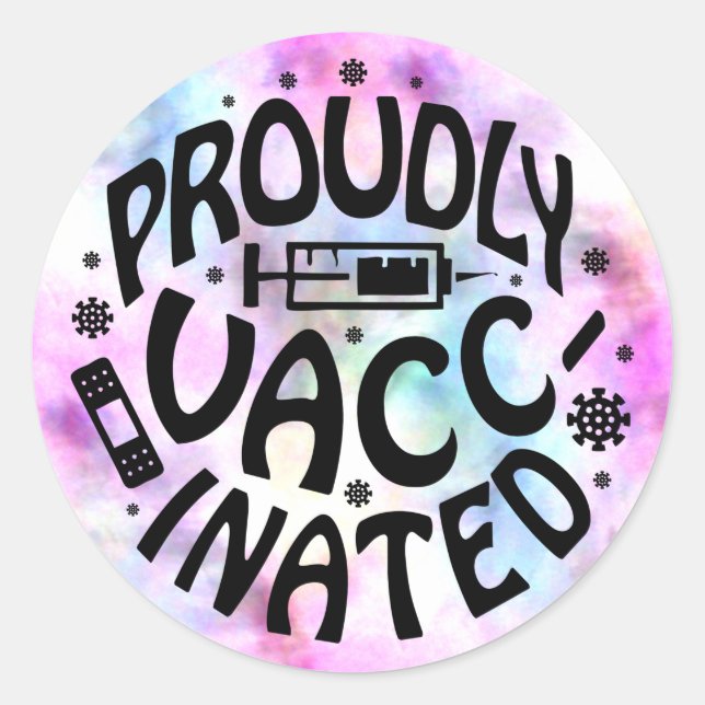 Adesivo Redondo Covid19 Coronavírus Atirado Profundamente Vacinado (Frente)