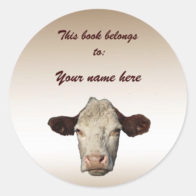 Adesivo Redondo Cow Bookplate (Frente)