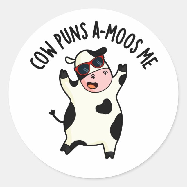 Adesivo Redondo Cow Puns Amoos Me Engraçado Cow Pun (Frente)