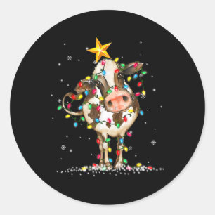 Adesivo Redondo Cow Reindeer Hábito Papais noeis Noite Diversão Va