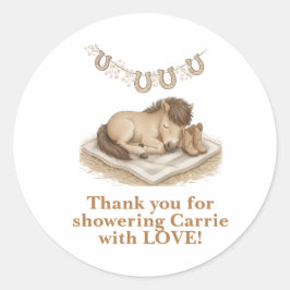 Adesivo Redondo Cowboy Boots and Foal Baby Shower