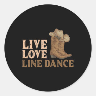 Adesivo Redondo Cowboy Boots Line Dancing Country Hail Love Li