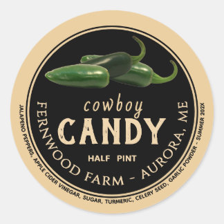 Adesivo Redondo Cowboy Candy Candies Jalapeno Pepper Spicly Jelly