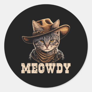 Adesivo Redondo Cowboy Cat Meowdy