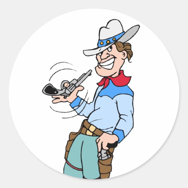 Adesivo Redondo Cowboy com sua arma (Frente)
