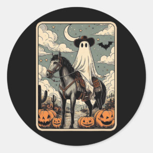 Adesivo Redondo Cowboy Fantasma Andando Cavalo Engraçado Tarot Car