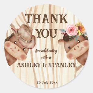 Adesivo Redondo Cowboy gênero revela festa