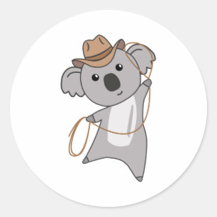 Adesivo Redondo Cowboy Koala Koalas Koala Urso Ocidental