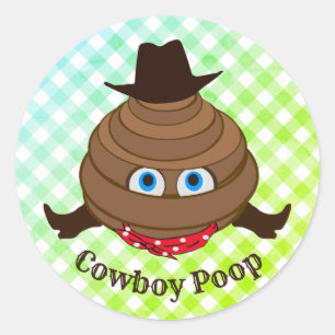 Adesivo Redondo Cowboy Poop Emoji