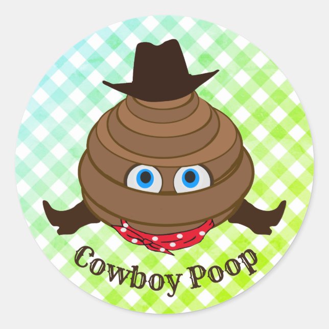 Adesivo Redondo Cowboy Poop Emoji (Frente)