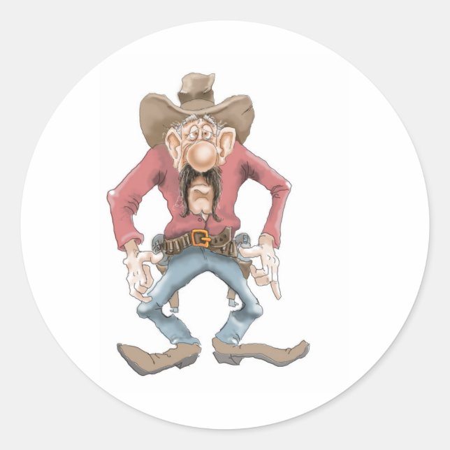 Adesivo Redondo Cowboy pronto para Desenhar (Frente)