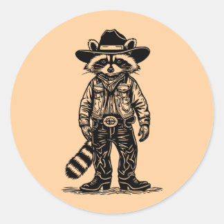 Adesivo Redondo cowboy raccoon