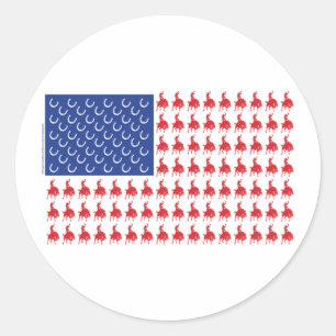 Adesivo Redondo Cowboy-Rider-Flag-Tee