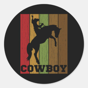 Adesivo Redondo Cowboy Rodeo Horse Retro Western Cowboy Horseck Ri