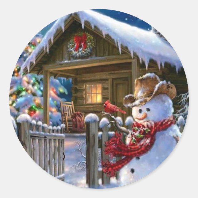 Adesivo Redondo Cowboy Snowman (Frente)