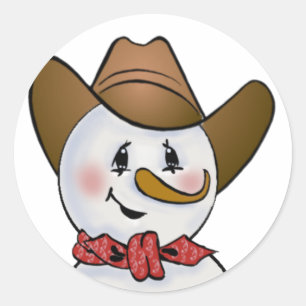 Adesivo Redondo Cowboy Snowman com Red Bandana