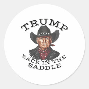 Adesivo Redondo Cowboy Trump De Volta Na Inauguração De Saddle 202