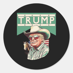 Adesivo Redondo Cowboy Trump Trump É Meu Presidente
