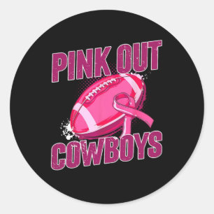Adesivo Redondo Cowboys Pink Out Pegbyll Tackear O Cancer Da Mama