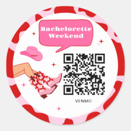 Adesivo Redondo Cowgirl Bachelorette Venmo QR Code