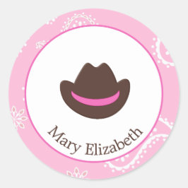 Adesivo Redondo Cowgirl Birthday Stickers