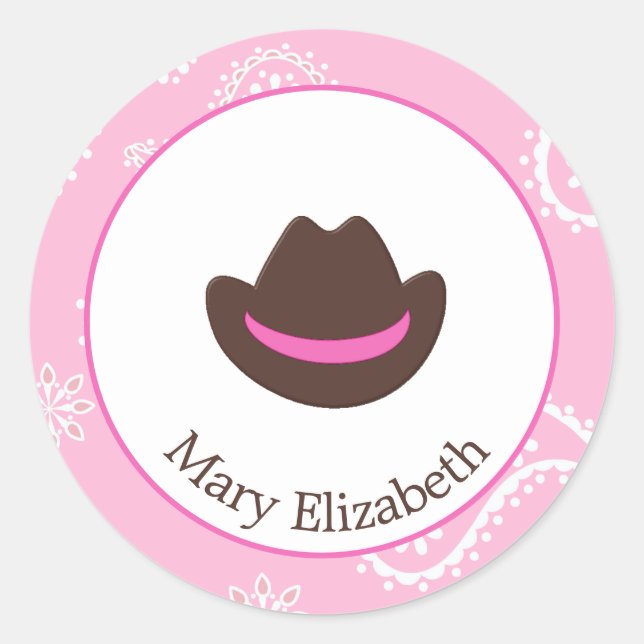 Adesivo Redondo Cowgirl Birthday Stickers (Frente)