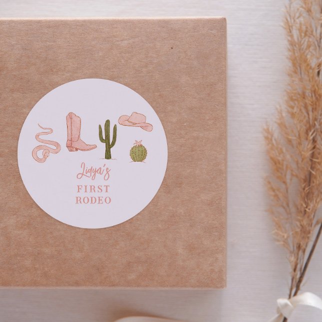 Adesivo Redondo Cowgirl Country 1º Partido de Aniversário (Criador carregado)