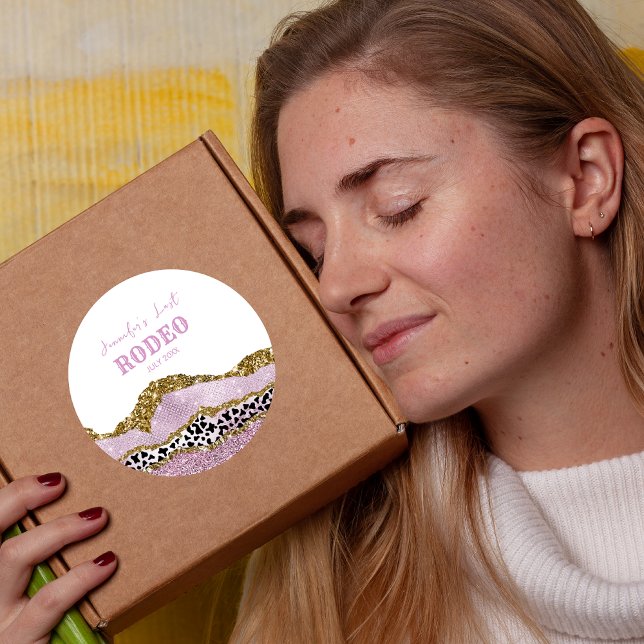 Adesivo Redondo Cowgirl de despedida de solteira brilhante, brilho (Criador carregado)