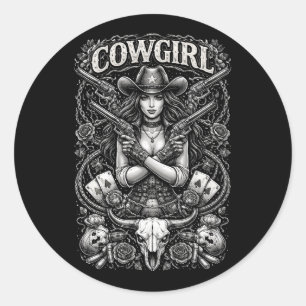 Adesivo Redondo Cowgirl de Ferro