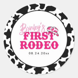 Adesivo Redondo Cowgirl Disco Pink First Rodeo