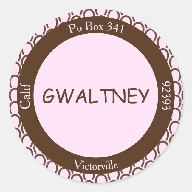 Adesivo Redondo Cowgirl Horserradura rosa | Selo de Envelope Brown (Frente)