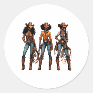 Adesivo Redondo Cowgirl Negra JuneteWestern Rodeo Melanin Tex