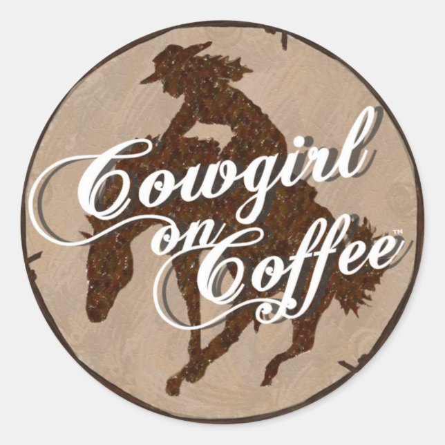 Adesivo Redondo Cowgirl No Café LOGO STICKER (Frente)