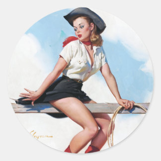Adesivo Redondo Cowgirl no Pino de Cerca