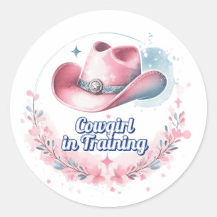 Adesivo Redondo Cowgirl no Treinamento