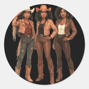 Adesivo Redondo Cowgirl Ocidental do País da África Negra
