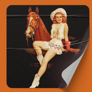 Adesivo Redondo Cowgirl Pin-Up