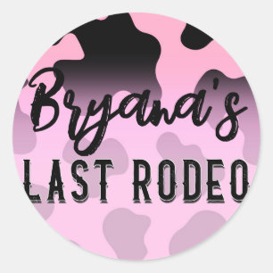 Adesivo Redondo Cowgirl Rosa e Preta Último Rodeio Despedida de So