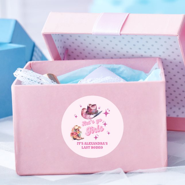 Adesivo Redondo Cowgirl Rosa Nashville Vamos Go Girls Bachelorette (Criador carregado)