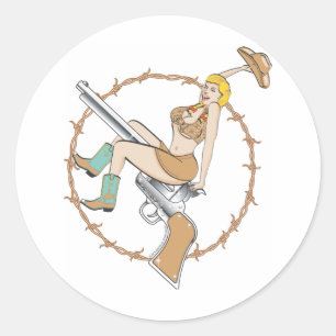 Adesivo Redondo Cowgirl Sticker