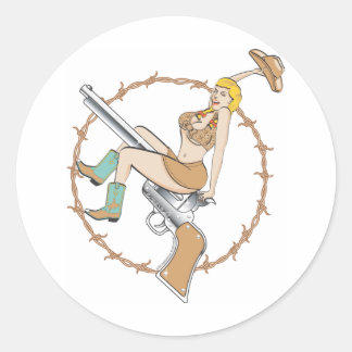 Adesivo Redondo Cowgirl Sticker