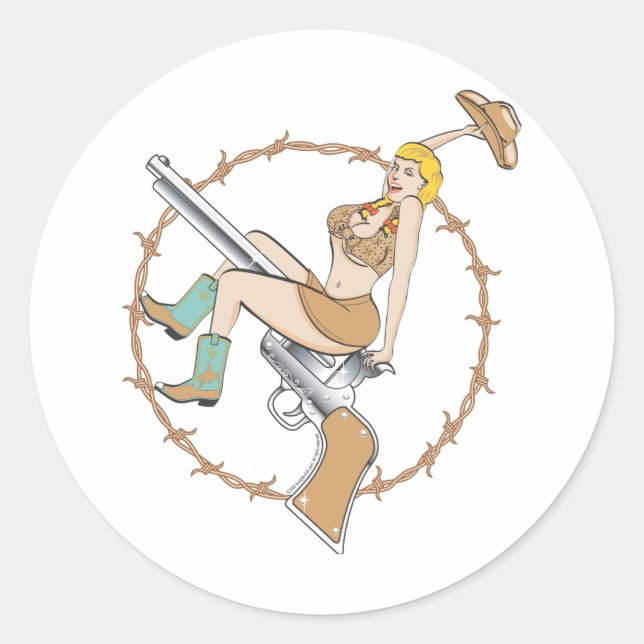 Adesivo Redondo Cowgirl Sticker (Frente)