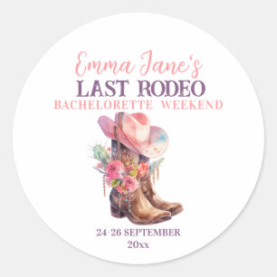 Adesivo Redondo Cowgirl Último Rodeio Pink Despedida de Solteira