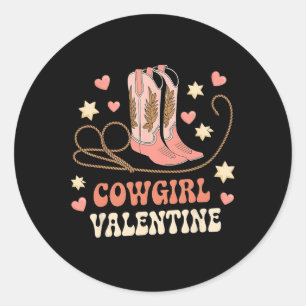 Adesivo Redondo Cowgirl Valentine Botas Rosa Y2k Garotas Country V