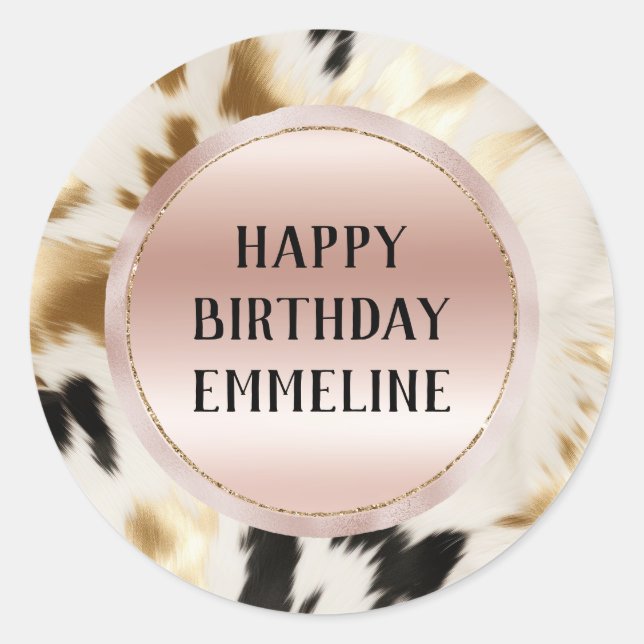 Adesivo Redondo Cowhide Preto-Branco da Dourada Ocidental (Frente)