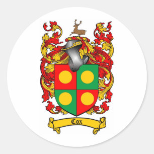 ADESIVO REDONDO COX FAMILY CREST - COX CASACO DE ARMAS